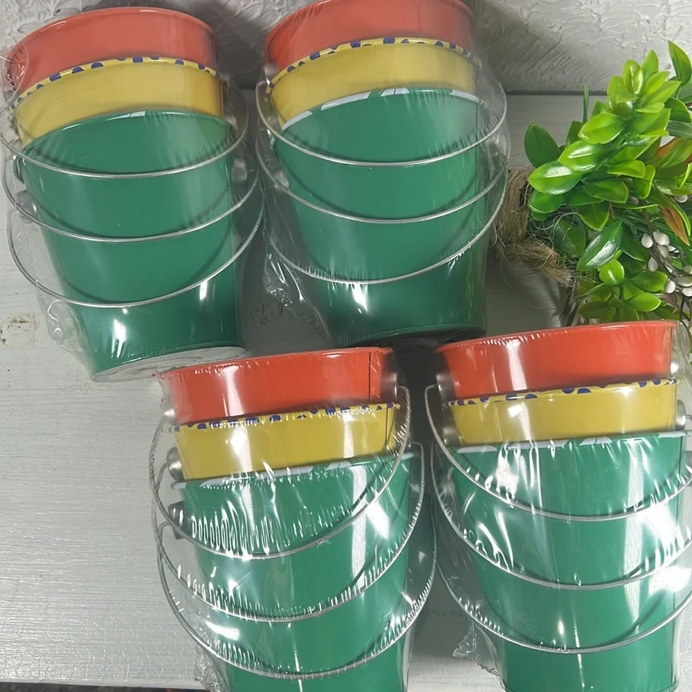 Lot of 12 Jungle Animal Pails Mini Buckets Storage Kids Party Favors Pails NWT